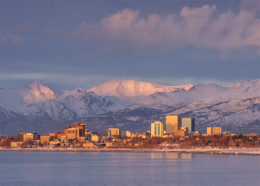 Anchorage Alaska at golden hour